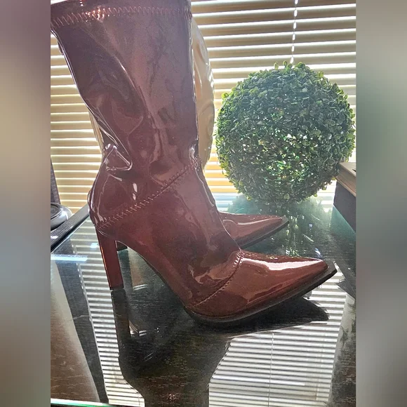 Brown Patent Leather Boots - Picture 5 of 9